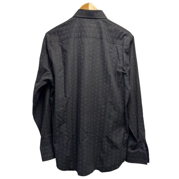 Robert Graham Modern Americana Men's L Tailored Flip Cuff Black Shirt AOP Skulls - Picture 4 of 5